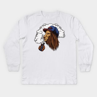 Cool lion - the vape addict Kids Long Sleeve T-Shirt